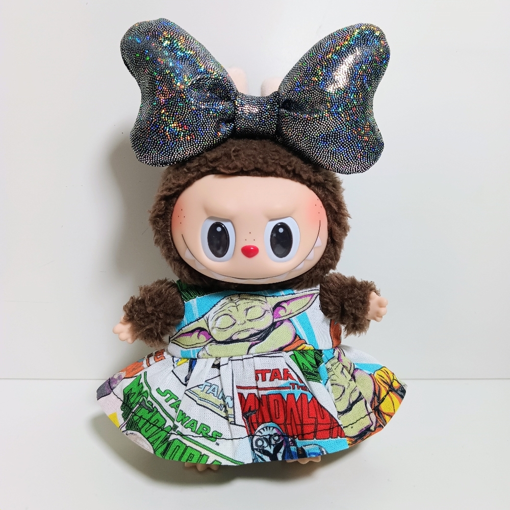 Disney The Mandalorian Grogu Custom Dress and Matching Bow Made to fit Labubu